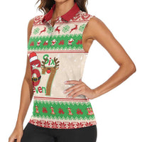 Funny Six Seven Meme Christmas Women Sleeveless Polo Shirt Santa Says 6 7 - Wonder Print Shop