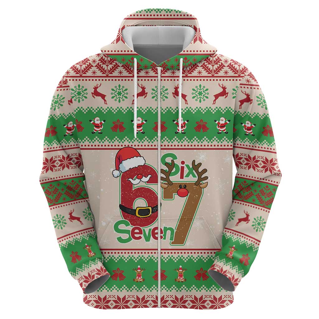 Funny Six Seven Meme Christmas Zip Hoodie Santa Says 6 7 - Wonder Print Shop