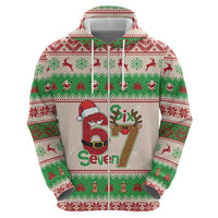 Funny Six Seven Meme Christmas Zip Hoodie Santa Says 6 7 - Wonder Print Shop