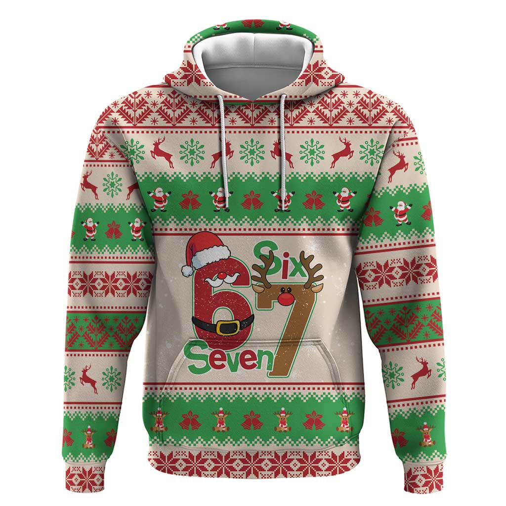 Funny Six Seven Meme Christmas Zip Hoodie Santa Says 6 7 - Wonder Print Shop
