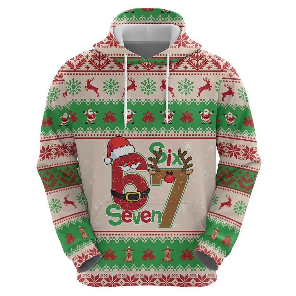 Funny Six Seven Meme Christmas Zip Hoodie Santa Says 6 7 - Wonder Print Shop