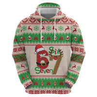 Funny Six Seven Meme Christmas Zip Hoodie Santa Says 6 7 - Wonder Print Shop
