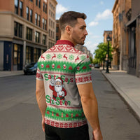 Funny Six Seven Meme Christmas Zipper Polo Shirt Santa Says 6 7 - Wonder Print Shop