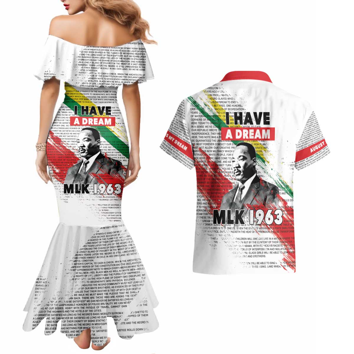 Martin Luther King Couples Matching Mermaid Dress and Hawaiian Shirt Honoring The Legacy White Version LT05 - Wonder Print Shop