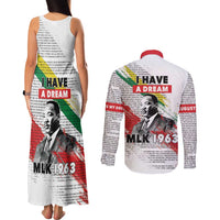 Martin Luther King Couples Matching Tank Maxi Dress and Long Sleeve Button Shirt Honoring The Legacy White Version LT05 - Wonder Print Shop