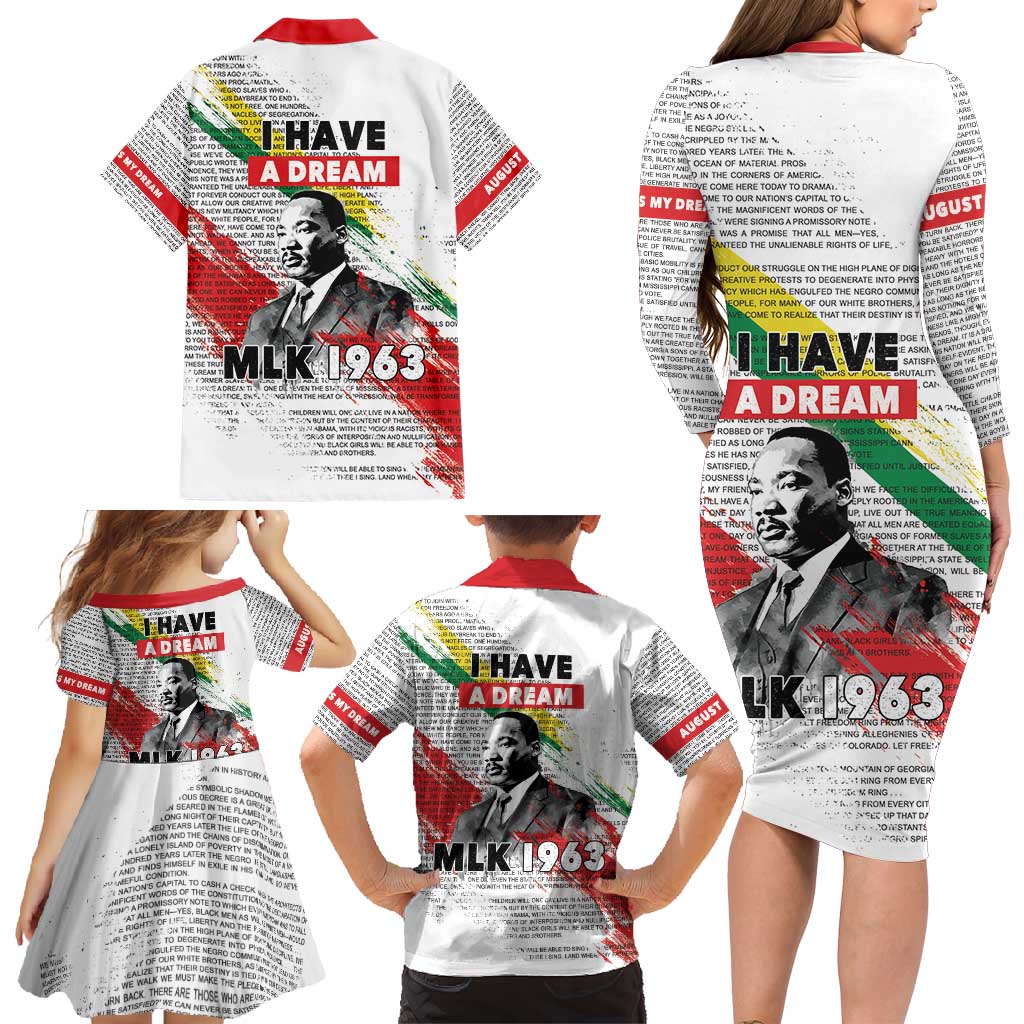 Martin Luther King Family Matching Long Sleeve Bodycon Dress and Hawaiian Shirt Honoring The Legacy White Version LT05 - Wonder Print Shop