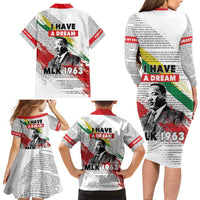 Martin Luther King Family Matching Long Sleeve Bodycon Dress and Hawaiian Shirt Honoring The Legacy White Version LT05 - Wonder Print Shop