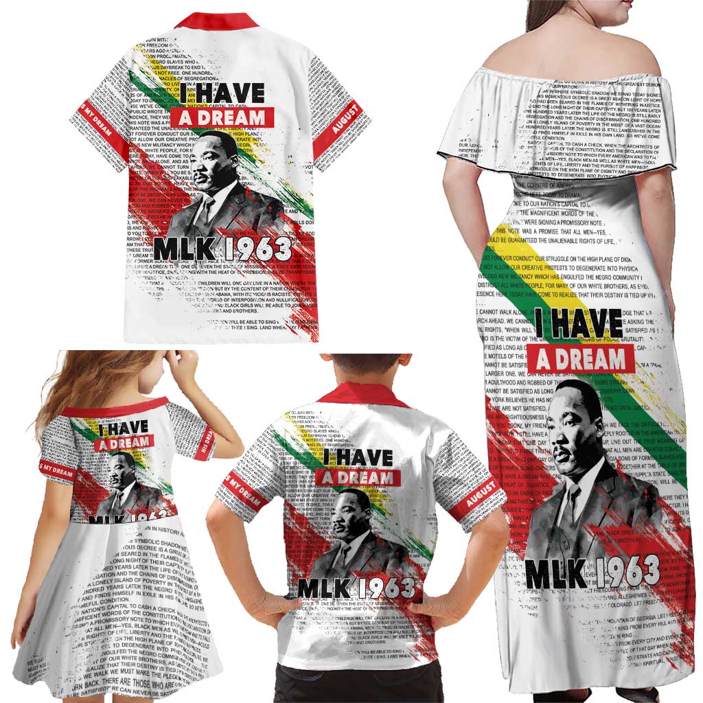 Martin Luther King Family Matching Off Shoulder Maxi Dress and Hawaiian Shirt Honoring The Legacy White Version LT05 - Wonder Print Shop