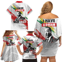 Martin Luther King Family Matching Off Shoulder Short Dress and Hawaiian Shirt Honoring The Legacy White Version LT05 - Wonder Print Shop