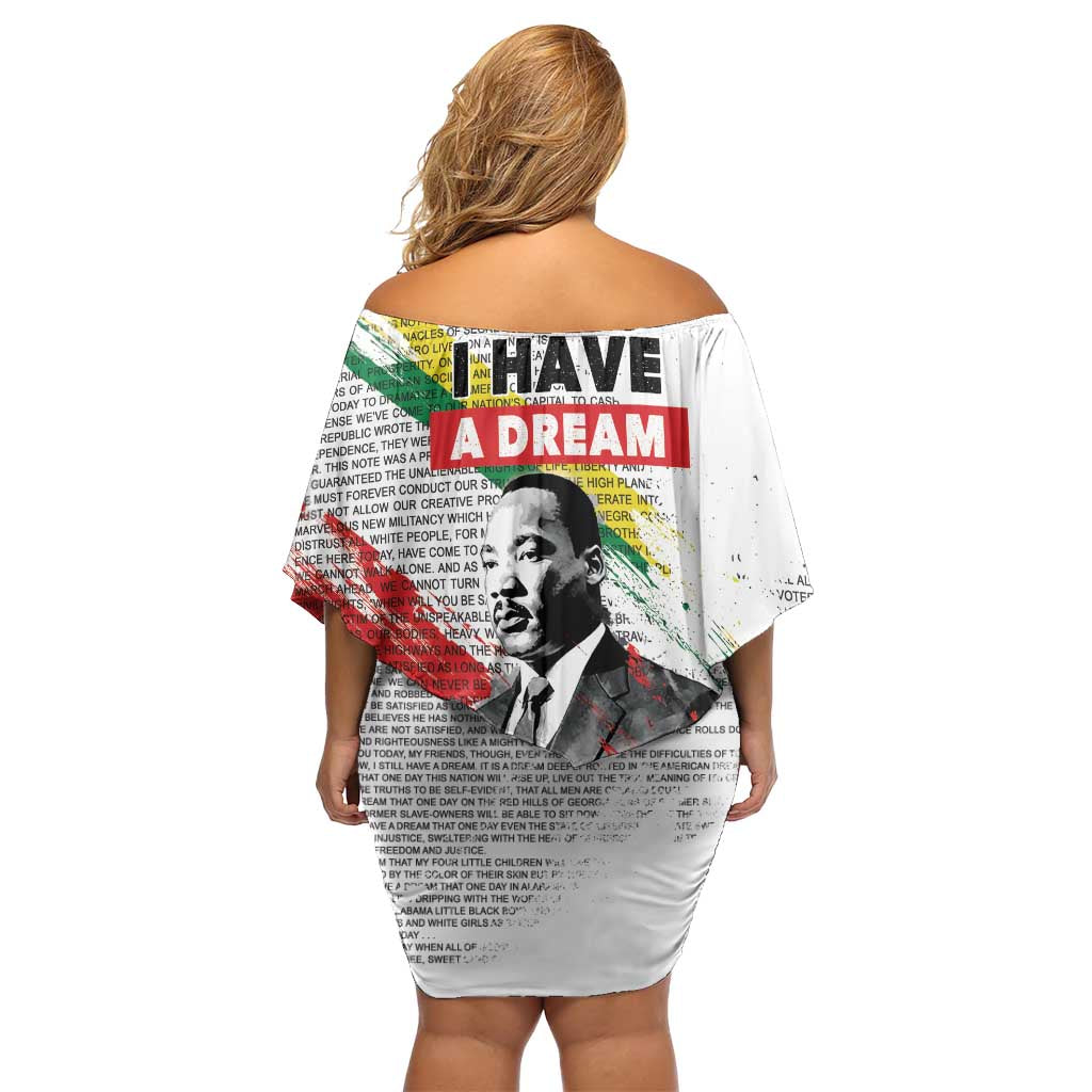 Martin Luther King Family Matching Off Shoulder Short Dress and Hawaiian Shirt Honoring The Legacy White Version LT05 - Wonder Print Shop