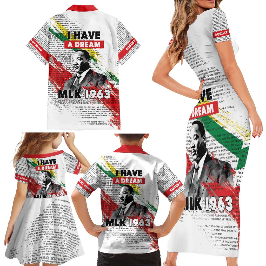 Martin Luther King Family Matching Short Sleeve Bodycon Dress and Hawaiian Shirt Honoring The Legacy White Version LT05 - Wonder Print Shop