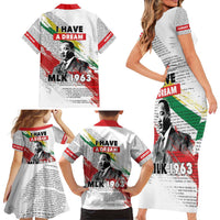 Martin Luther King Family Matching Short Sleeve Bodycon Dress and Hawaiian Shirt Honoring The Legacy White Version LT05 - Wonder Print Shop