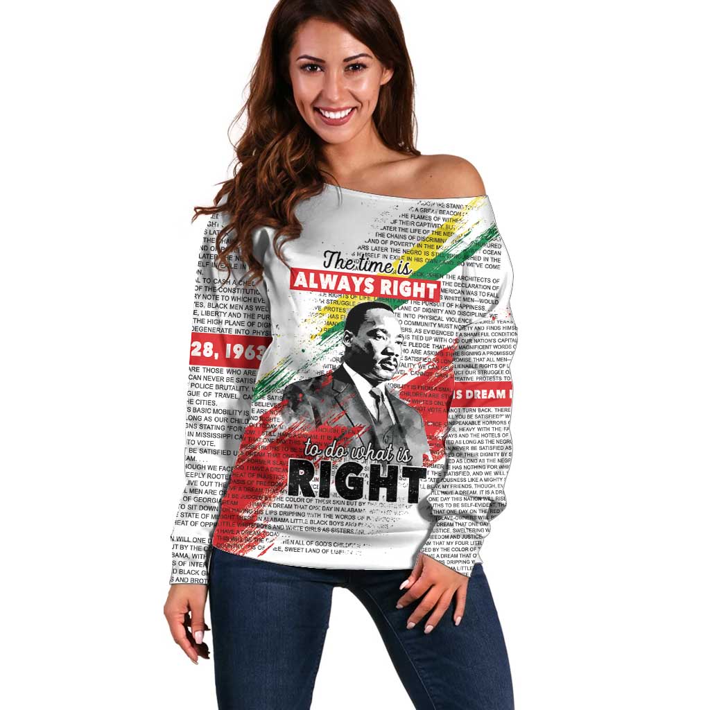 Martin Luther King Off Shoulder Sweater Honoring The Legacy White Version LT05 - Wonder Print Shop