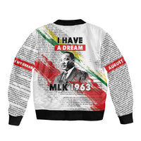 Martin Luther King Sleeve Zip Bomber Jacket Honoring The Legacy White Version LT05 - Wonder Print Shop