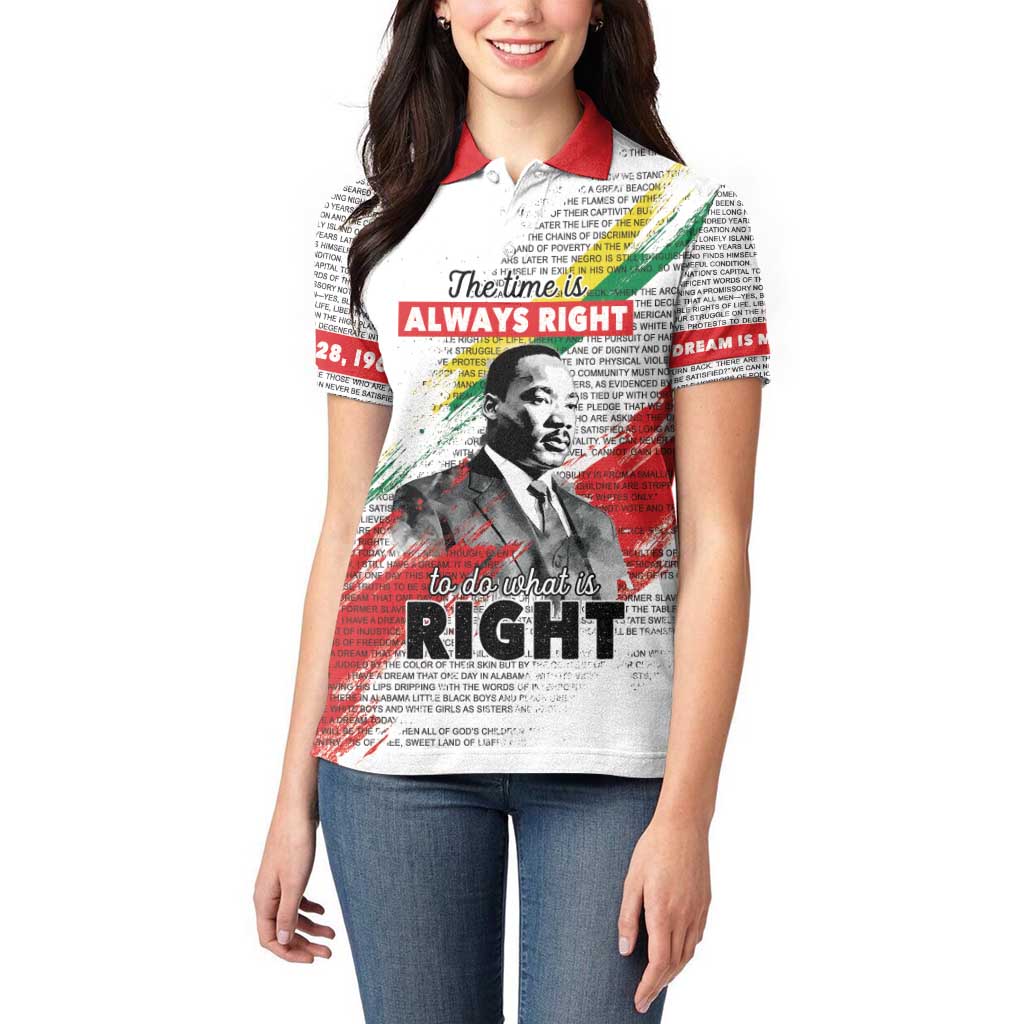 Martin Luther King Women Polo Shirt Honoring The Legacy White Version LT05 - Wonder Print Shop