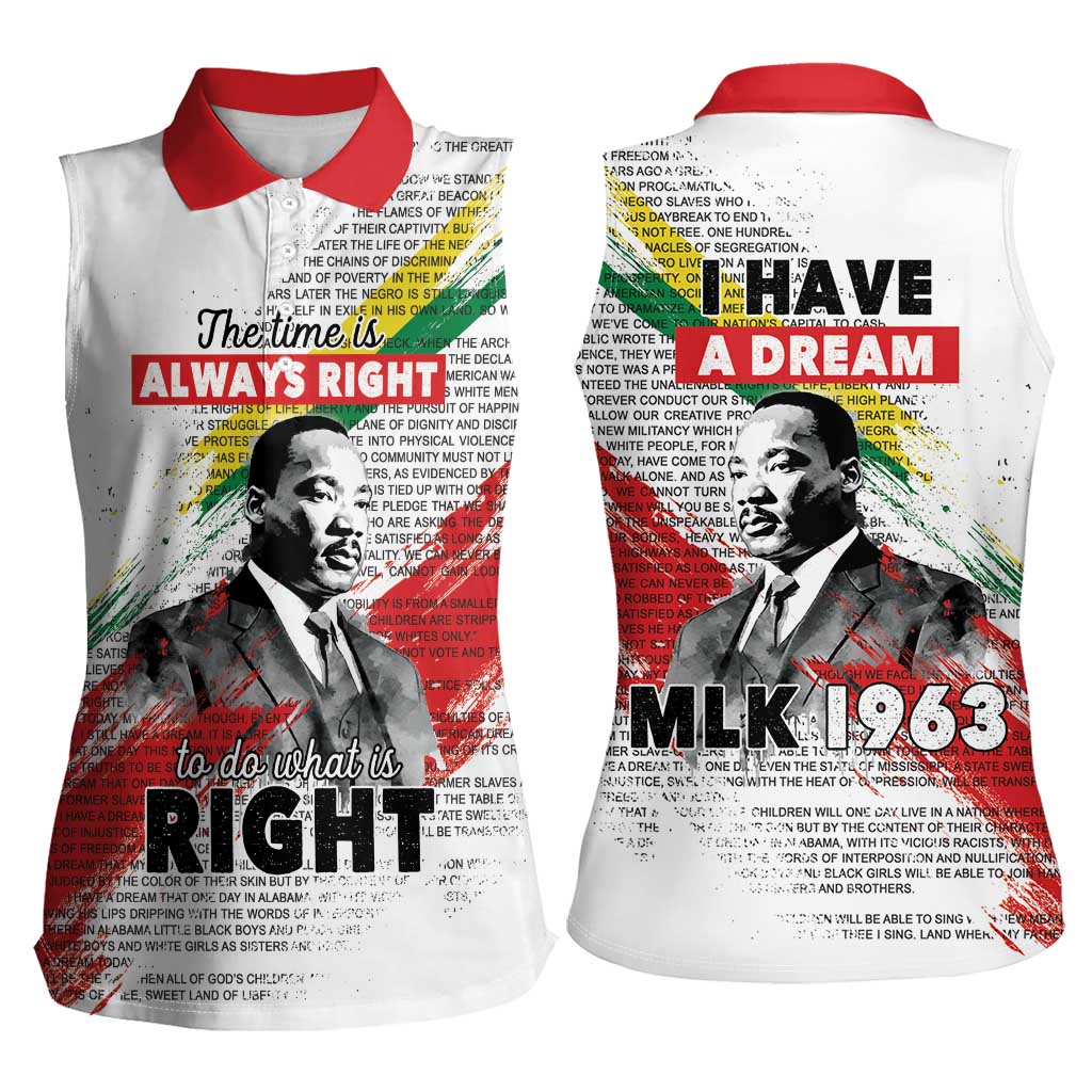 Martin Luther King Women Sleeveless Polo Shirt Honoring The Legacy White Version LT05 - Wonder Print Shop