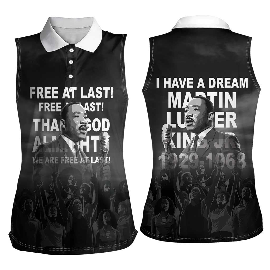 Martin Luther King MLK Women Sleeveless Polo Shirt I Have A Dream LT05 - Wonder Print Shop