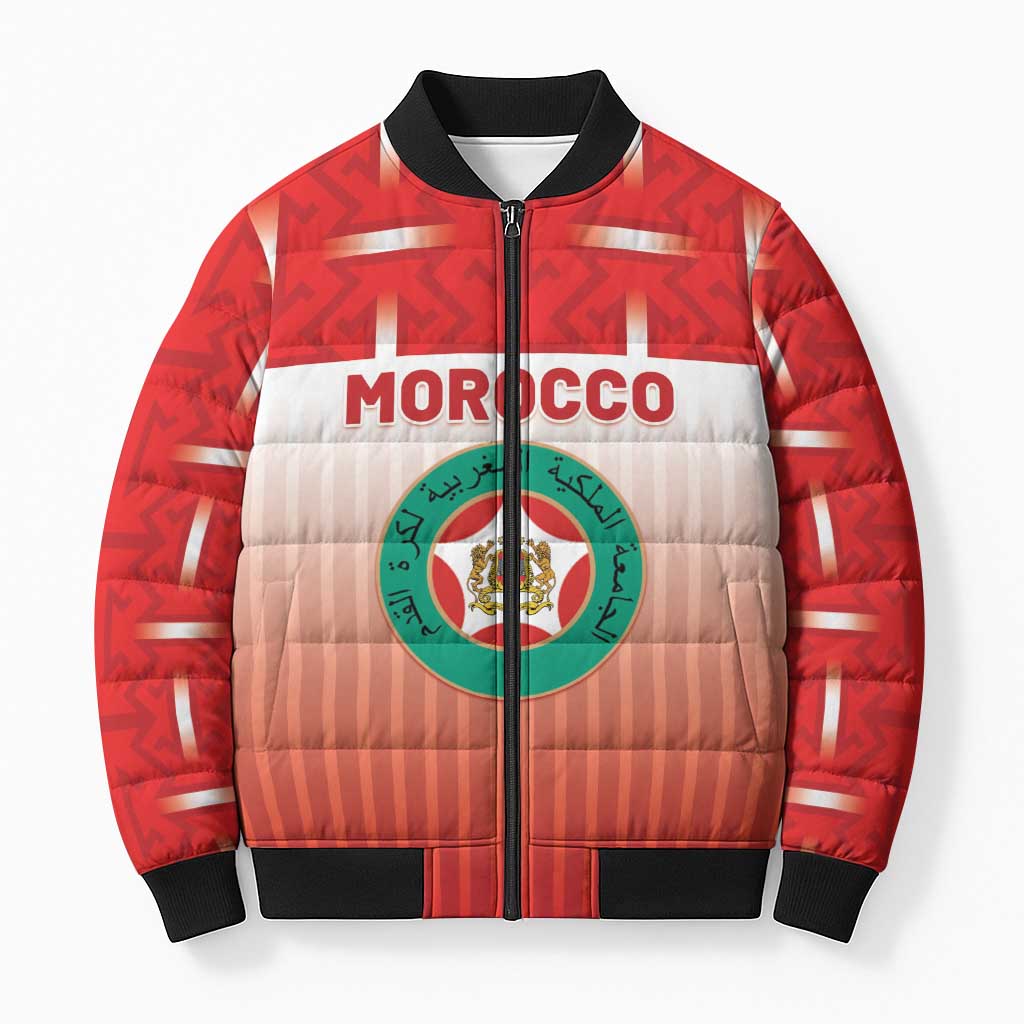 Custom Morocco Football Bomber Puffer Jacket 1994 Retro Red Version - Wonder Print Shop