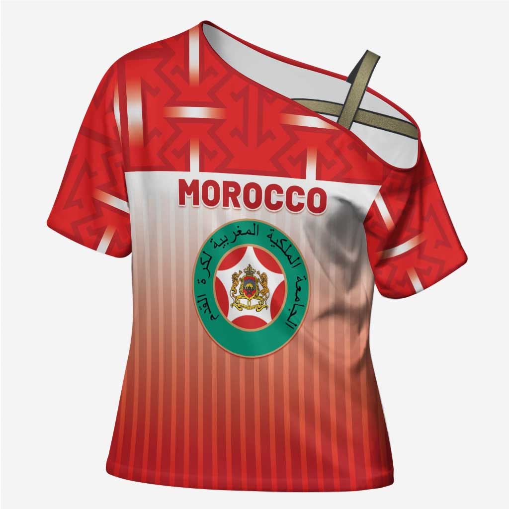 Custom Morocco Football Cross Shoulder Shirt 1994 Retro Red Version - Wonder Print Shop