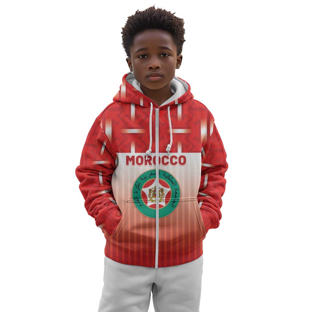 Custom Morocco Football Kid Hoodie 1994 Retro Red Version - Wonder Print Shop