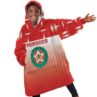 Custom Morocco Football Kid Wearable Blanket Hoodie 1994 Retro Red Version - Wonder Print Shop