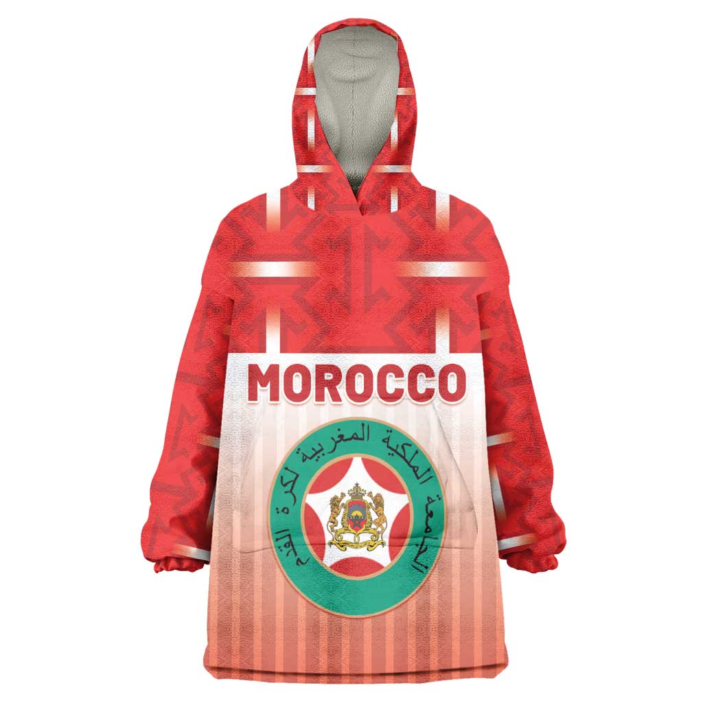 Custom Morocco Football Kid Wearable Blanket Hoodie 1994 Retro Red Version - Wonder Print Shop