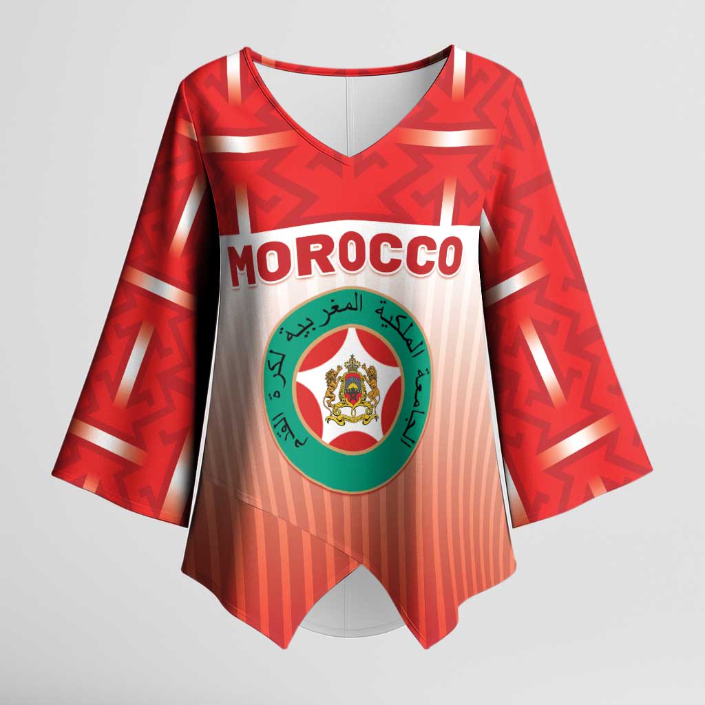 Custom Morocco Football Kimono Sleeve Blouse 1994 Retro Red Version - Wonder Print Shop