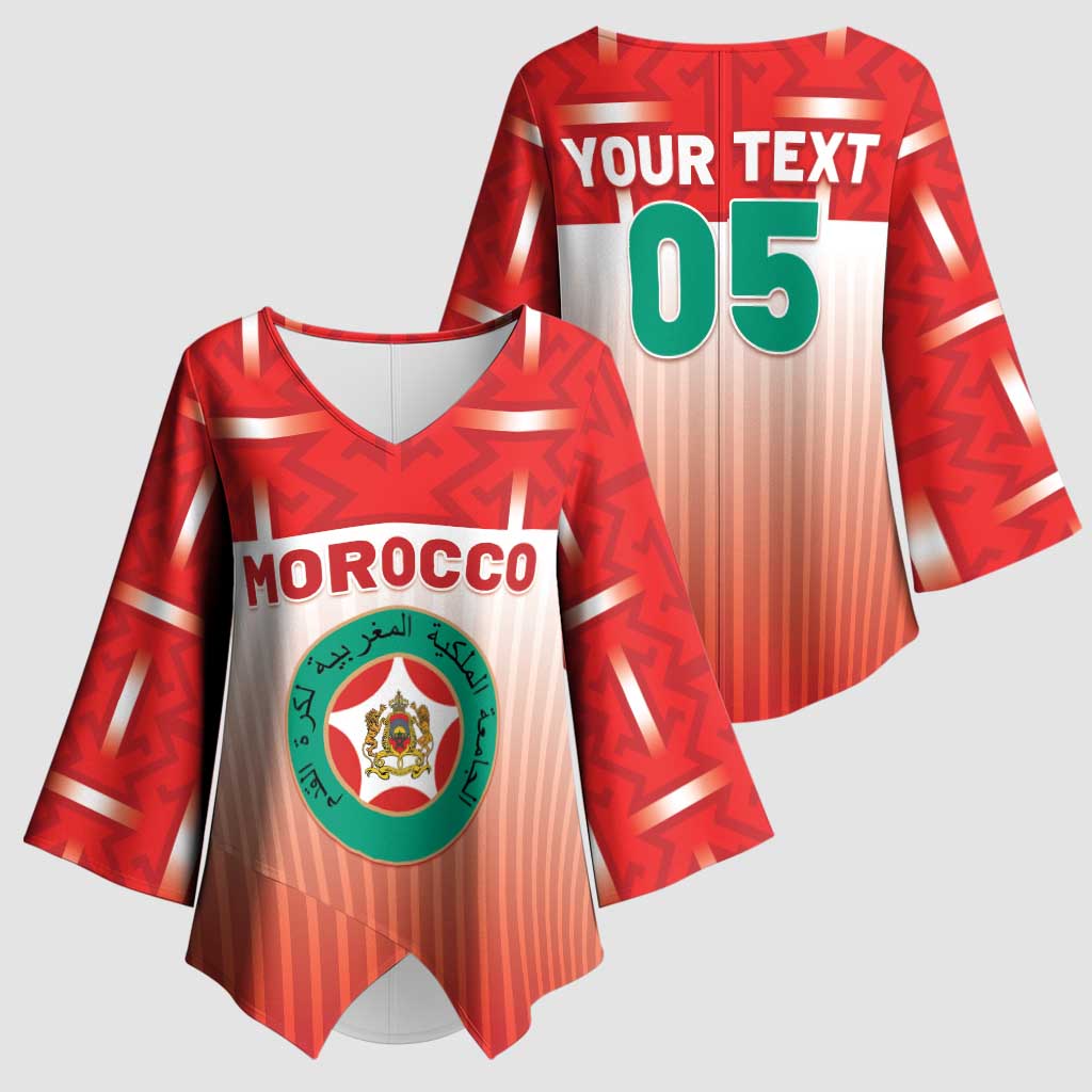 Custom Morocco Football Kimono Sleeve Blouse 1994 Retro Red Version - Wonder Print Shop