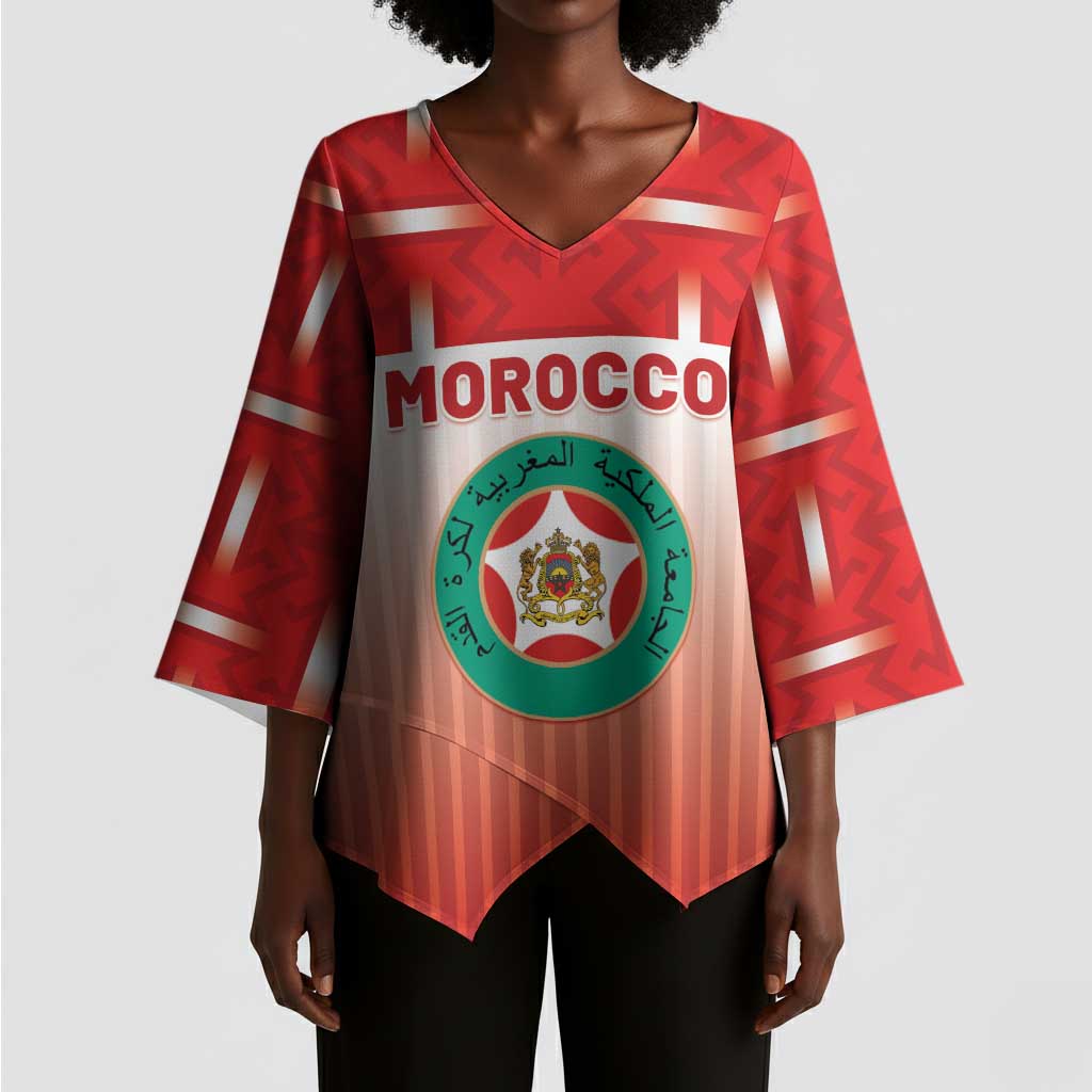 Custom Morocco Football Kimono Sleeve Blouse 1994 Retro Red Version - Wonder Print Shop