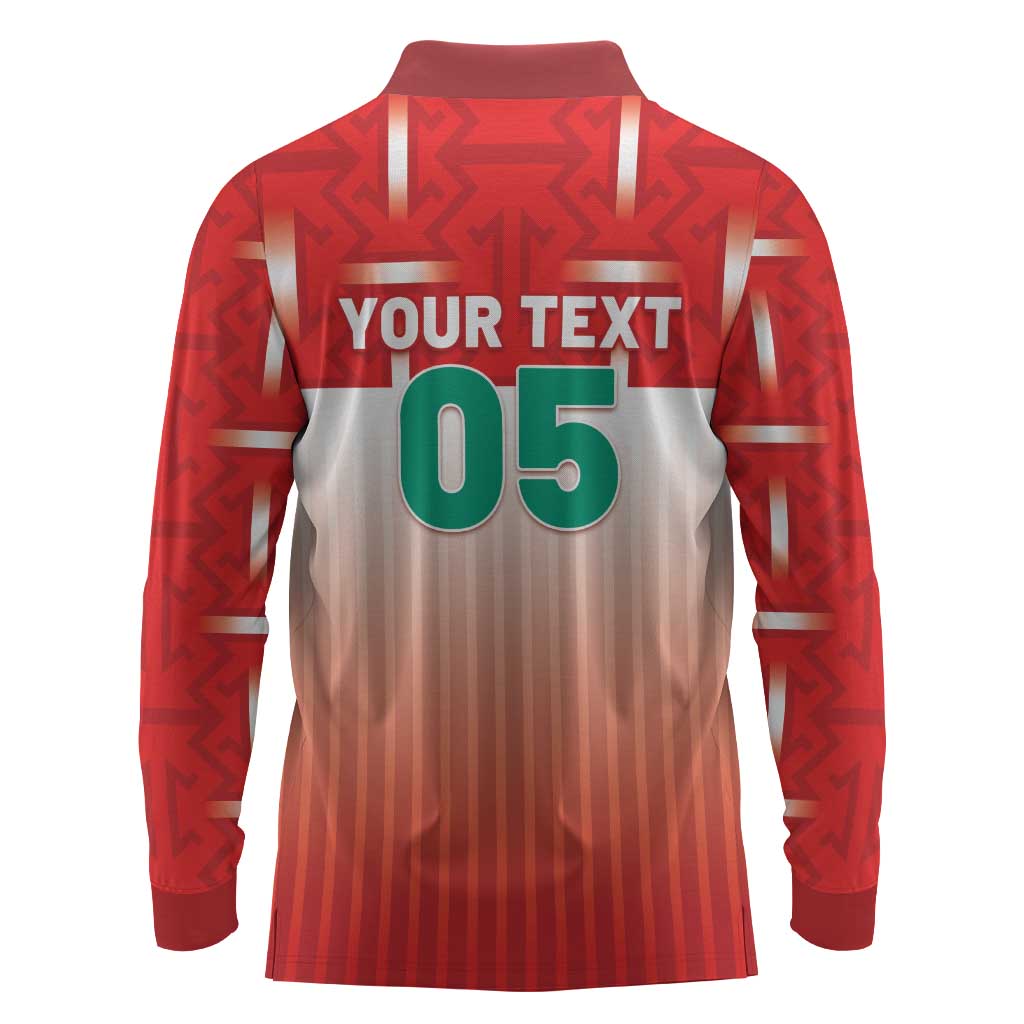 Custom Morocco Football Long Sleeve Polo Shirt 1994 Retro Red Version - Wonder Print Shop