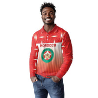 Custom Morocco Football Long Sleeve Polo Shirt 1994 Retro Red Version - Wonder Print Shop