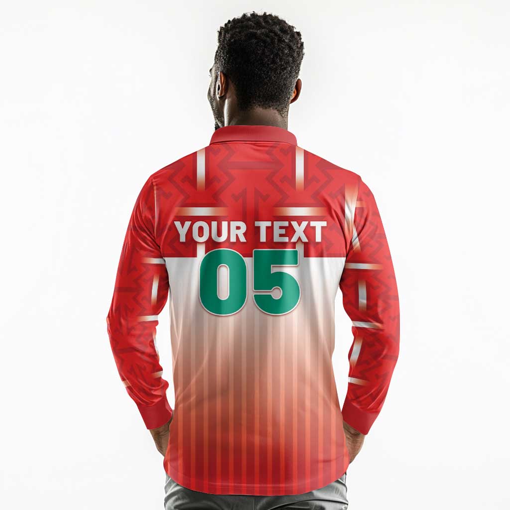 Custom Morocco Football Long Sleeve Polo Shirt 1994 Retro Red Version - Wonder Print Shop