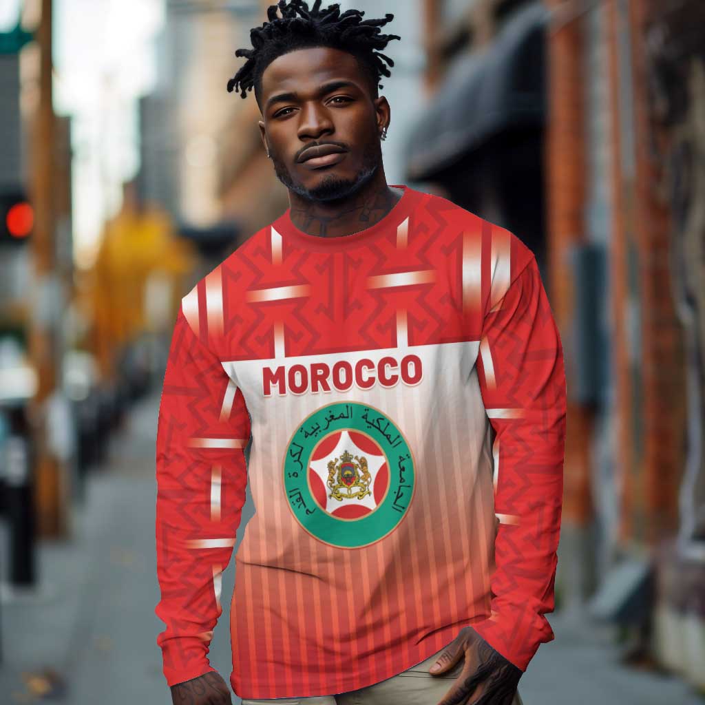 Custom Morocco Football Long Sleeve Shirt 1994 Retro Red Version - Wonder Print Shop