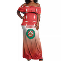 Custom Morocco Football Off Shoulder Maxi Dress 1994 Retro Red Version - Wonder Print Shop