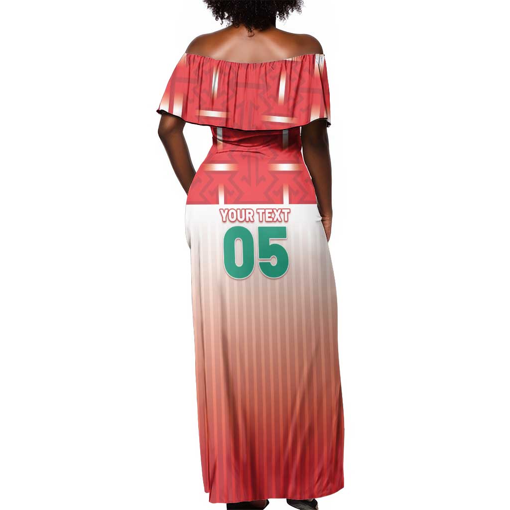 Custom Morocco Football Off Shoulder Maxi Dress 1994 Retro Red Version - Wonder Print Shop