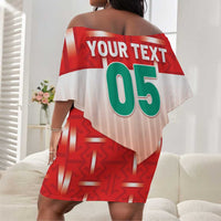 Custom Morocco Football Off Shoulder Short Dress 1994 Retro Red Version - Wonder Print Shop