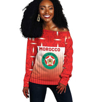 Custom Morocco Football Off Shoulder Sweater 1994 Retro Red Version - Wonder Print Shop