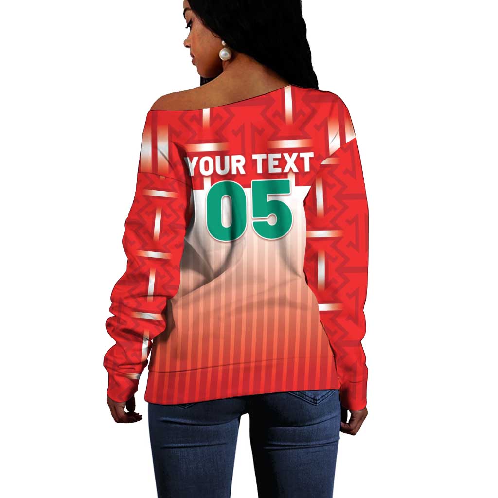 Custom Morocco Football Off Shoulder Sweater 1994 Retro Red Version - Wonder Print Shop