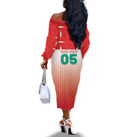 Custom Morocco Football Off The Shoulder Long Sleeve Dress 1994 Retro Red Version - Wonder Print Shop