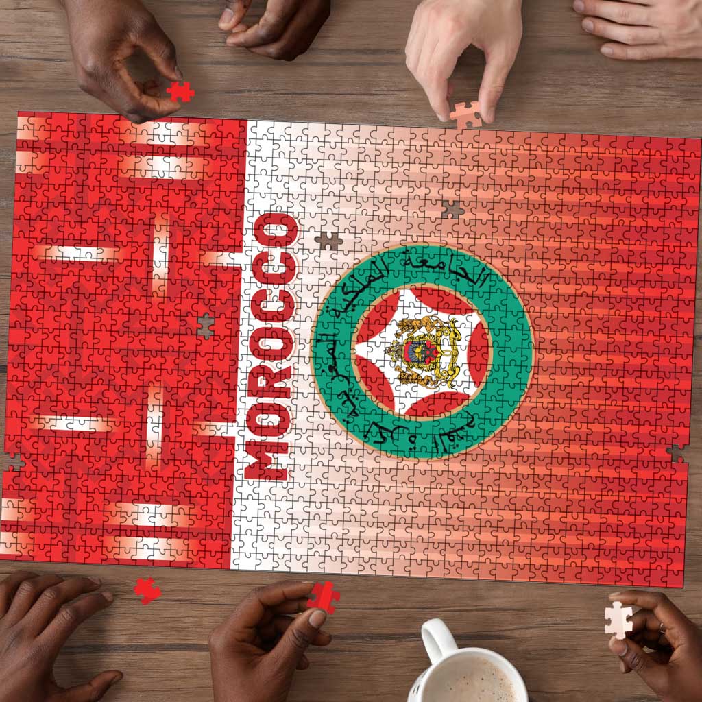 Morocco Football Puzzle 1994 Retro Red Version - Wonder Print Shop