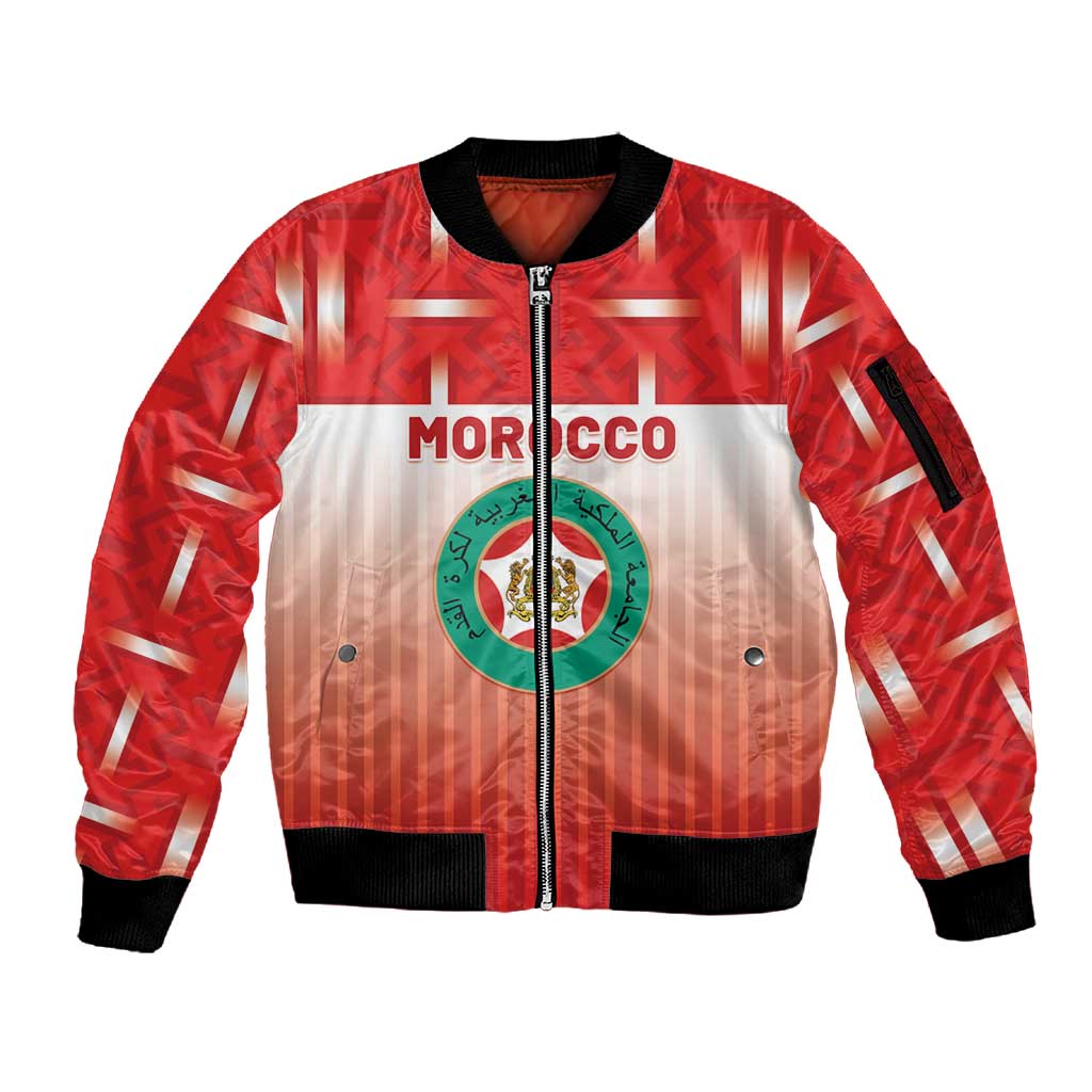 Custom Morocco Football Sleeve Zip Bomber Jacket 1994 Retro Red Version - Wonder Print Shop