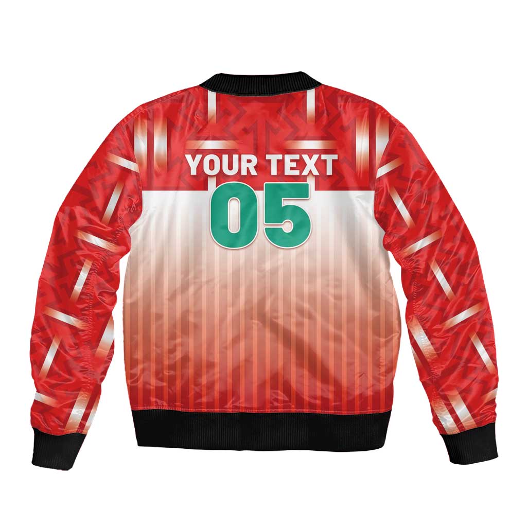 Custom Morocco Football Sleeve Zip Bomber Jacket 1994 Retro Red Version - Wonder Print Shop