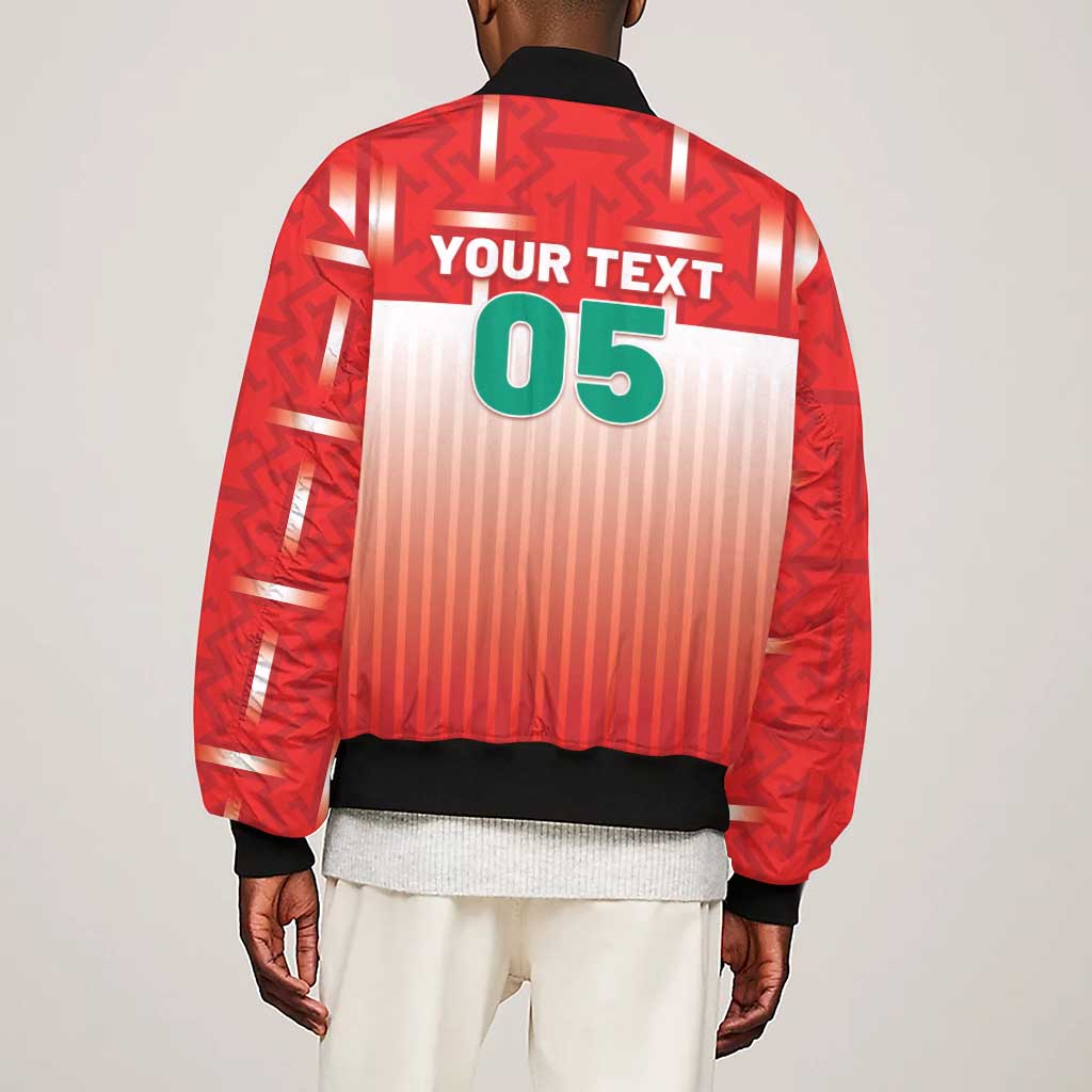 Custom Morocco Football Sleeve Zip Bomber Jacket 1994 Retro Red Version - Wonder Print Shop