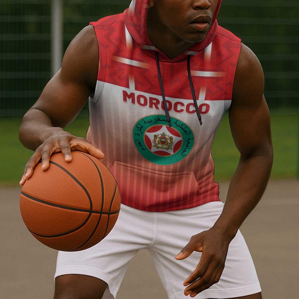 Custom Morocco Football Sleeveless Hoodie 1994 Retro Red Version - Wonder Print Shop