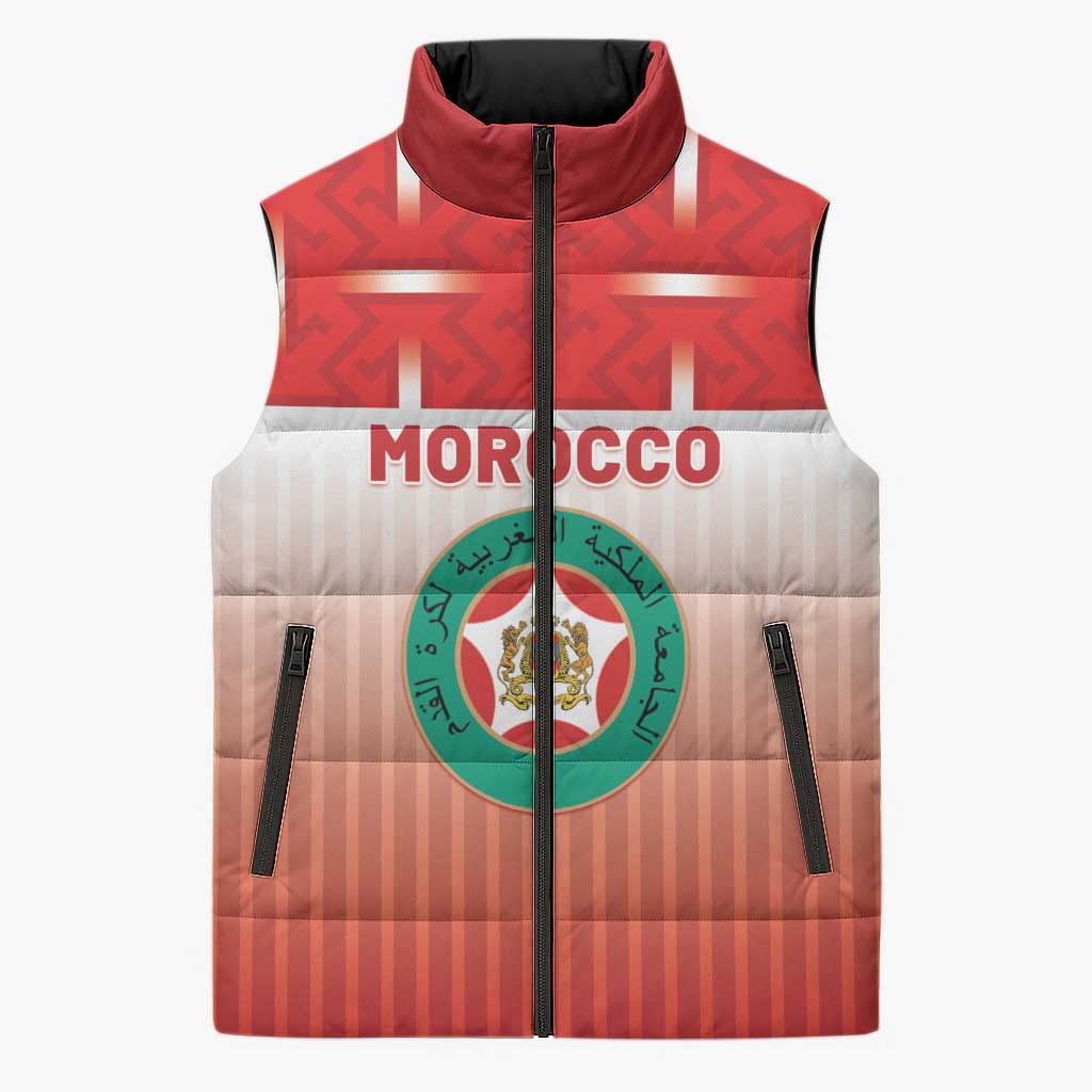 Custom Morocco Football Sleeveless Puffer Jacket 1994 Retro Red Version - Wonder Print Shop