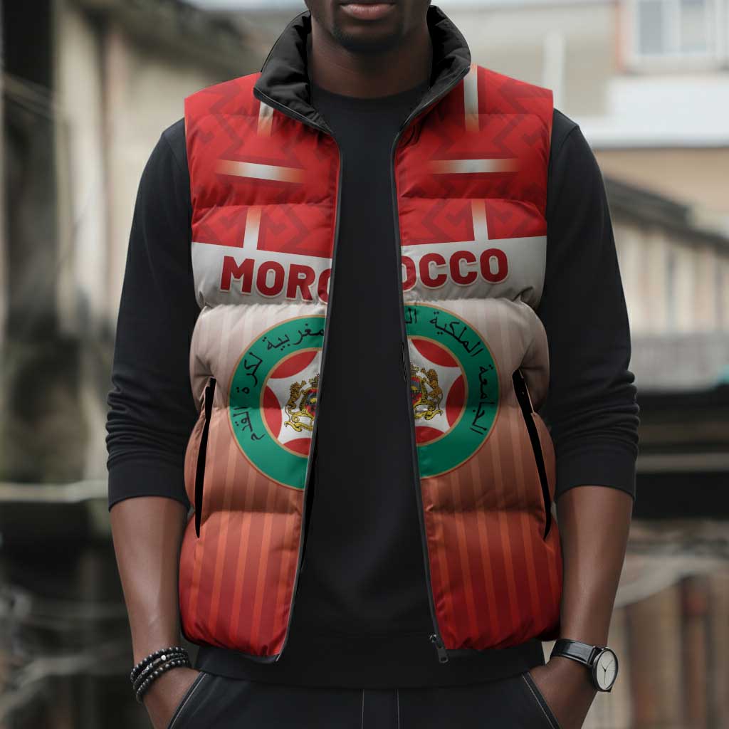 Custom Morocco Football Sleeveless Puffer Jacket 1994 Retro Red Version - Wonder Print Shop