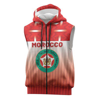 Custom Morocco Football Sleeveless Zip Hoodie 1994 Retro Red Version - Wonder Print Shop