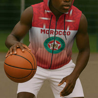 Custom Morocco Football Sleeveless Zip Hoodie 1994 Retro Red Version - Wonder Print Shop