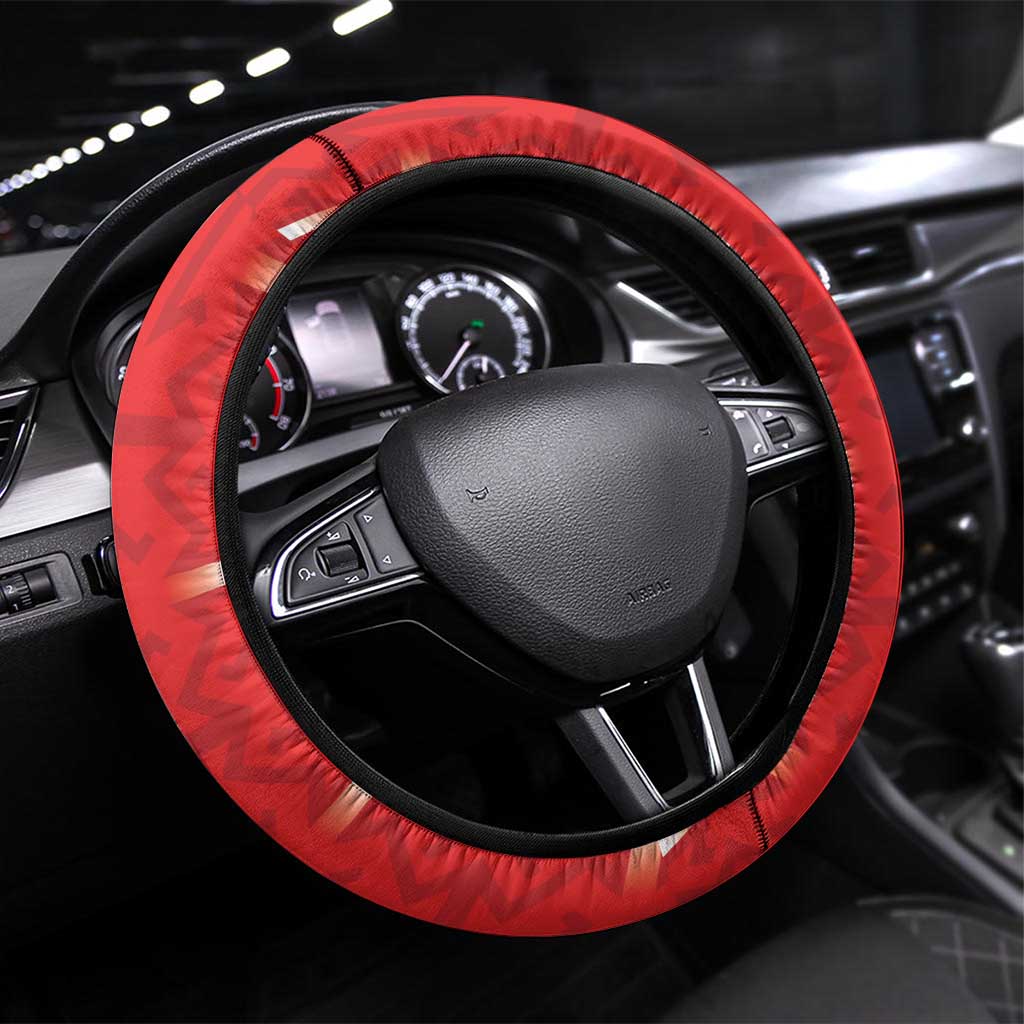 Morocco Football Steering Wheel Cover 1994 Retro Red Version - Wonder Print Shop