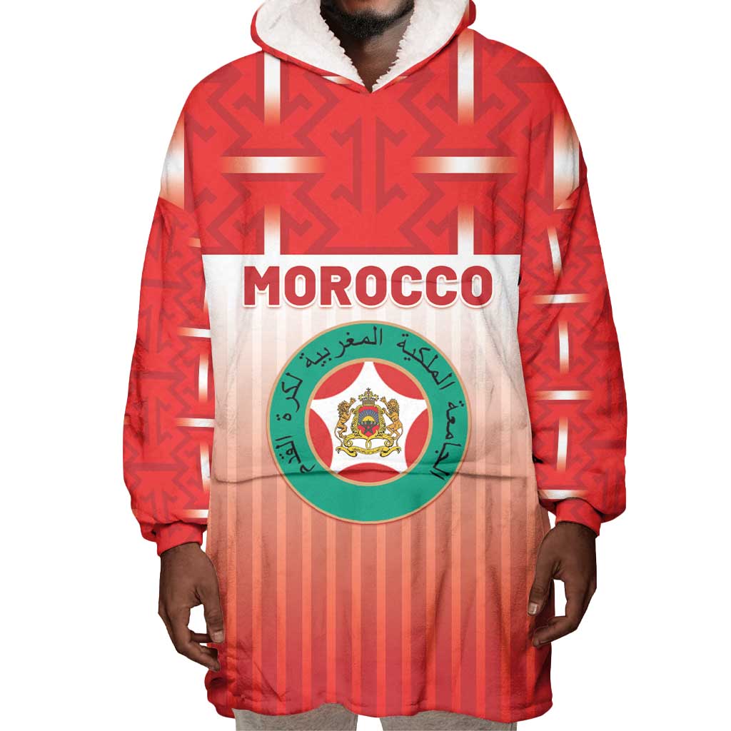 Custom Morocco Football Wearable Blanket Hoodie 1994 Retro Red Version - Wonder Print Shop